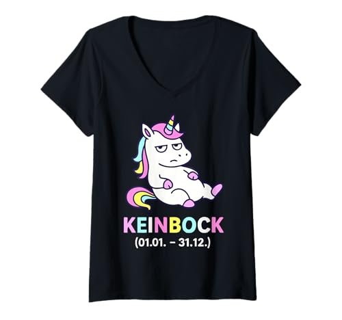 Damen Lustiges Einhorn Sternzeichen Kein Bock Humor Spruch T-Shirt mit V-Ausschnitt Damen Lustiges Einhorn Sternzeichen Kein Bock Humor Spruch T-Shirt mit V-Ausschnitt von Witzige Einhorn Sprüche Sternzeichen Designs