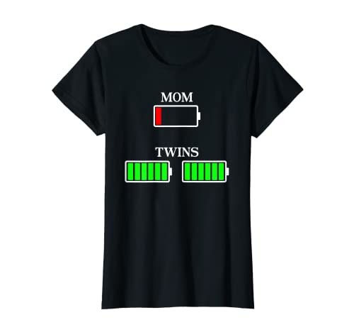 Mama von Zwillingen Mom Akku Leer Eltern Geschenk Mutter T-Shirt von Witzige Eltern Zwillings Geschenke