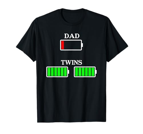 Papa von Zwillingen T-Shirt Akku Leer Eltern Geschenk Kids T-Shirt Papa von Zwillingen T-Shirt Akku Leer Eltern Geschenk Kids T-Shirt von Witzige Eltern Zwillings Geschenke & T-Shirts