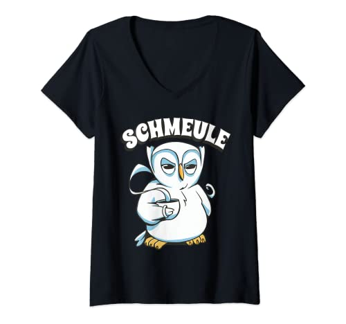 Damen Kaffee Eule Nachteule Uhu - Witziger Eulen Spruch Schmeule T-Shirt mit V-Ausschnitt Damen Kaffee Eule Nachteule Uhu - Witziger Eulen Spruch Schmeule T-Shirt mit V-Ausschnitt von Witzige Eule Süße Kaffee Eulen Nachteule