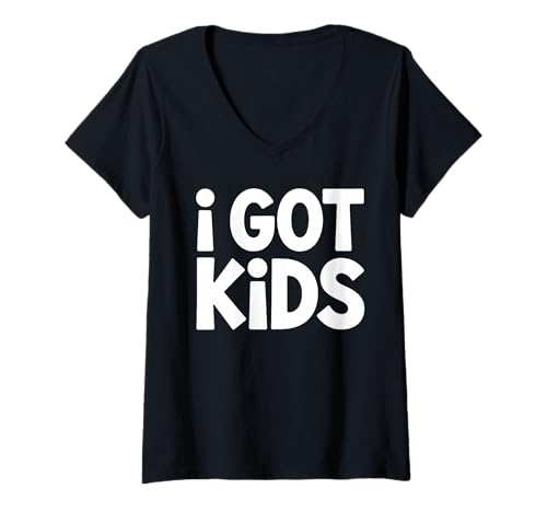 Damen i GOT Kids Lustiger Minimalist Elternspruch Parenting Humor T-Shirt mit V-Ausschnitt Damen i GOT Kids Lustiger Minimalist Elternspruch Parenting Humor T-Shirt mit V-Ausschnitt von Witzige Familie Humor Minimalistische Typografie