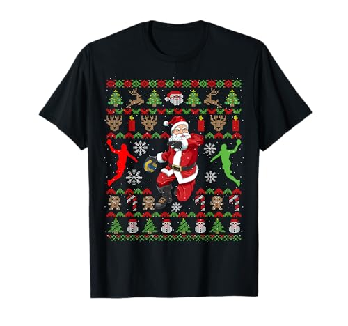 Witzige Handball Ugly Christmas Geschenke - Herren T-Shirt, Schwarz, S, Kurzarm, Klassische Passform, Cartoon Weihnachtsmann-Handball-Design, Geschenk für Handballer und Fans Witzige Handball Ugly Christmas Geschenke - Herren T-Shirt, Schwarz, S, Kurzarm, Klassische Passform, Cartoon Weihnachtsmann-Handball-Design, Geschenk für Handballer und Fans von Witzige Handball Ugly Christmas Geschenke