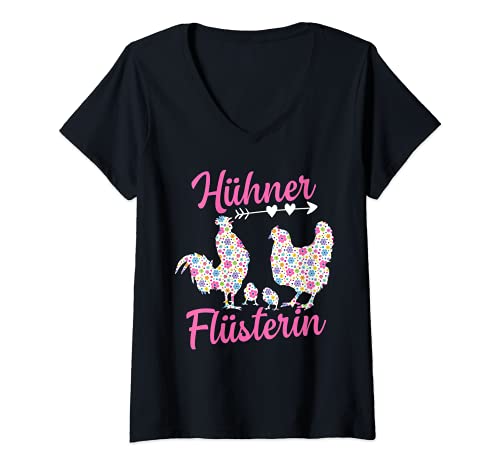 Damen Hühner Flüsterin Spruch lustiges Huhn Motiv T-Shirt mit V-Ausschnitt Damen Hühner Flüsterin Spruch lustiges Huhn Motiv T-Shirt mit V-Ausschnitt von Witzige Hühner Geschenk für Hühnerflüsterin