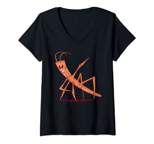 Damen Tanzende Stabschrecke Insekt Grafik für Herren Damen Kinder T-Shirt mit V-Ausschnitt Damen Tanzende Stabschrecke Insekt Grafik für Herren Damen Kinder T-Shirt mit V-Ausschnitt von Witzige Insekt Gottesanbeterin Comic Geschenkidee