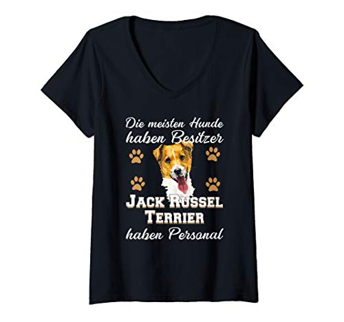 Damen Lustiges Jack Russel Terrier Besitzer Personal Hunde T-Shirt mit V-Ausschnitt von Witzige Jack Russel Terrier Designs