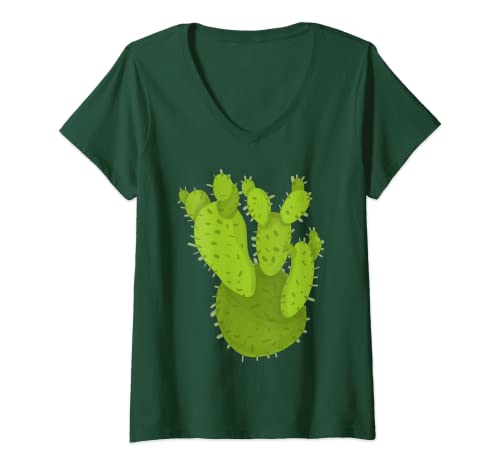 Damen Kaktus Kostüm Kakteen Stachel Fasching Verkleidung Humor T-Shirt mit V-Ausschnitt von Witzige Kaktus Outfits & Geschenke