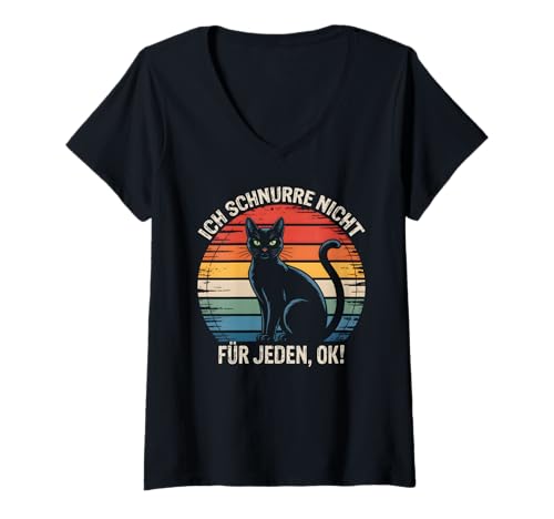 Damen Lustige Sarkastische Katze Vintage Retro Katzen Sprüche T-Shirt mit V-Ausschnitt Damen Lustige Sarkastische Katze Vintage Retro Katzen Sprüche T-Shirt mit V-Ausschnitt von Witzige Katzen Spruch Shirts