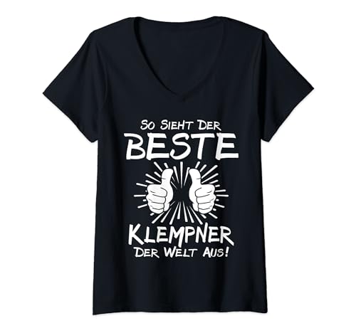 Damen Klempner T-Shirt mit V-Ausschnitt Damen Klempner T-Shirt mit V-Ausschnitt von Witzige Klempner Sprüche