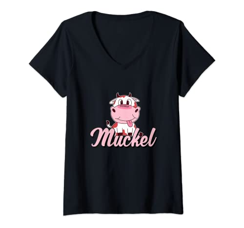 Damen Lustiges Muckel Landwirt Bauer Kühe Kalb Kälbchen T-Shirt mit V-Ausschnitt Damen Lustiges Muckel Landwirt Bauer Kühe Kalb Kälbchen T-Shirt mit V-Ausschnitt von Witzige Kuh Kuhstall Kuhwiese
