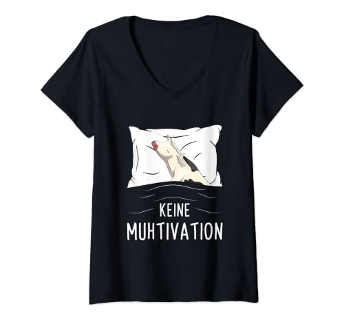 Damen Keine Muhtivation Kühe Landwirt Bauernhof Kuh Spruch T-Shirt mit V-Ausschnitt von Witzige Kuh Spruch Geschenke Für Bauern