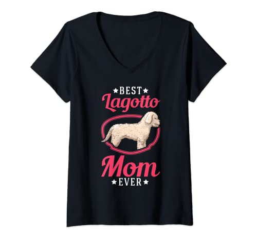 Damen Best Lagotto Mom Ever Lagotti Trüffelhund Lagotto Romagnolo T-Shirt mit V-Ausschnitt von Witzige Lagotto Romagnolo Besitzer Kleidung