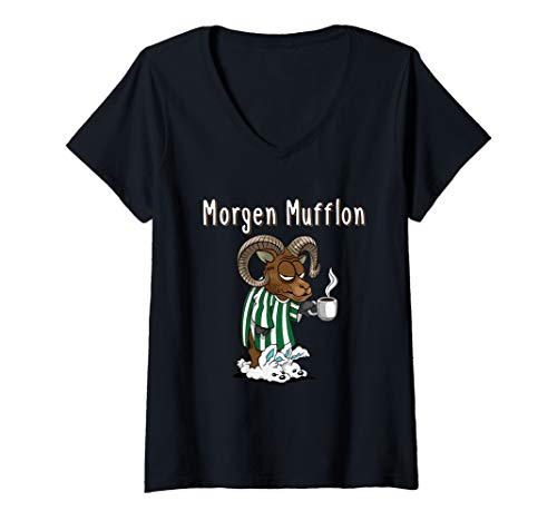 Damen Lustiges Morgen Mufflon Morgenmuffel Kaffee Geschenk T-Shirt mit V-Ausschnitt Damen Lustiges Morgen Mufflon Morgenmuffel Kaffee Geschenk T-Shirt mit V-Ausschnitt von Witzige Langschläfer Geschenke