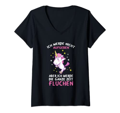 Damen Ich Werde Nicht Aufgeben Aber Fluchen Einhorn Joggen Lauf T-Shirt mit V-Ausschnitt Damen Ich Werde Nicht Aufgeben Aber Fluchen Einhorn Joggen Lauf T-Shirt mit V-Ausschnitt von Witzige Laufsport Sprüche Kleidung Für Frauen