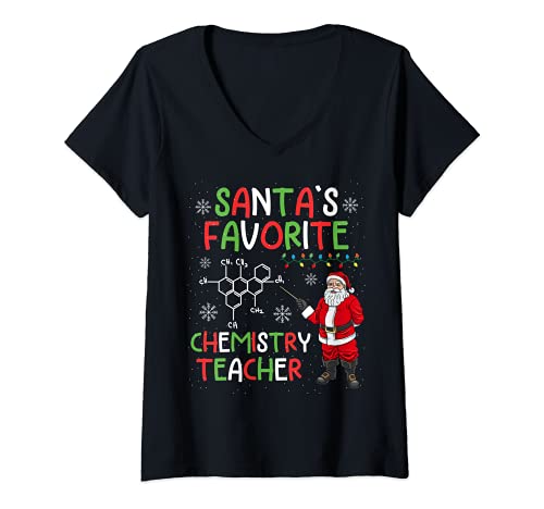 Damen Chemie Lehrer Weihnachtsmann Weihnachten Schule Geschenk T-Shirt mit V-Ausschnitt Damen Chemie Lehrer Weihnachtsmann Weihnachten Schule Geschenk T-Shirt mit V-Ausschnitt von Witzige Lehrer Weihnachten Geschenke