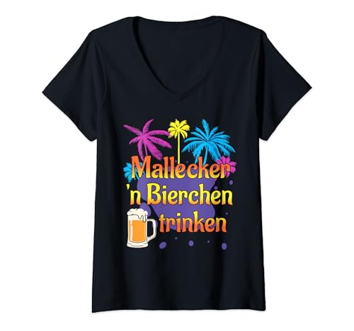 Damen Malle Mallecker Bierchen Trinken - Bier Saufen Mallorca Fun T-Shirt mit V-Ausschnitt Damen Malle Mallecker Bierchen Trinken - Bier Saufen Mallorca Fun T-Shirt mit V-Ausschnitt von Witzige Mallorca Party Sprüche Bier Urlaub