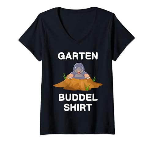 Damen Maulwurf Gärtner Zubehör Gärtnerin Kleidung Garten Buddel T-Shirt mit V-Ausschnitt Damen Maulwurf Gärtner Zubehör Gärtnerin Kleidung Garten Buddel T-Shirt mit V-Ausschnitt von Witzige Maulwurf Cartoon Garten Buddel Bekleidung