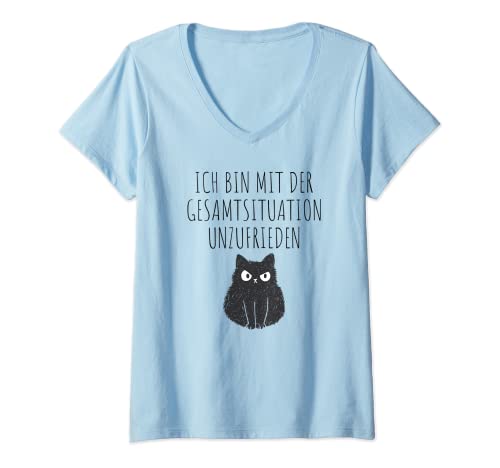 Damen Ich Bin Mit Der Gesamtsituation Unzufrieden Lustige Katze T-Shirt mit V-Ausschnitt Damen Ich Bin Mit Der Gesamtsituation Unzufrieden Lustige Katze T-Shirt mit V-Ausschnitt von Witzige Meme Sprüche Katzen Geschenk