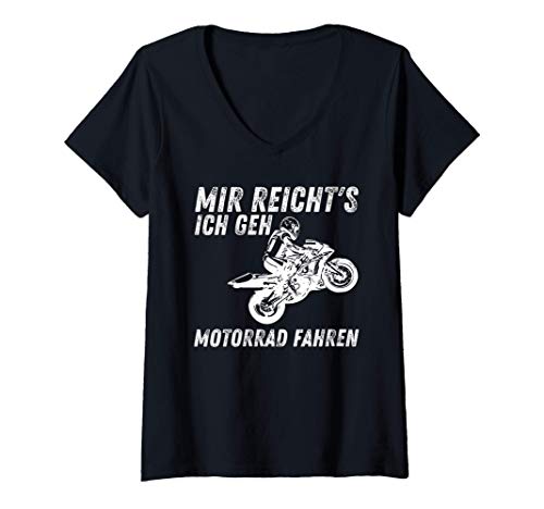Damen Mir reichts Ich geh Motorrad fahren - Biker Motorradfahrer T-Shirt mit V-Ausschnitt von Witzige Motorradfahrer T-Shirts