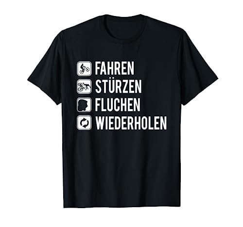 Fahren Stürzen Fluchen - Mountainbike & Downhill T-Shirt T-Shirt von Witzige Mountainbike & Downhill T-Shirts