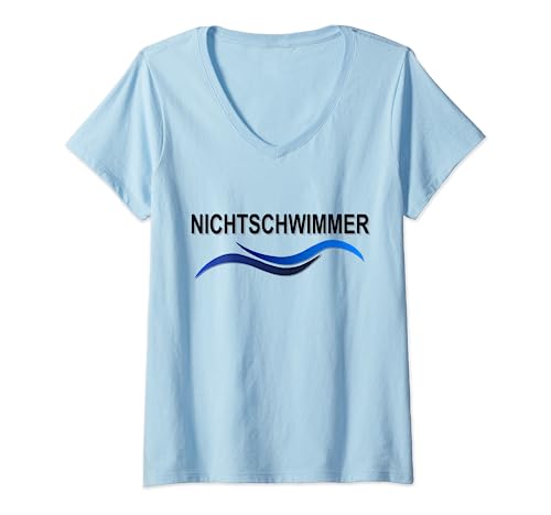 Damen Nichtschwimmer Schwimmer Lustig Geschenk T-Shirt mit V-Ausschnitt von Witzige Nichtschwimmer Designs