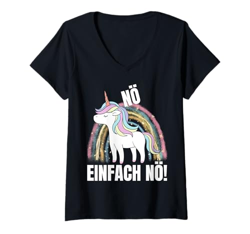 Damen Lustige Einhorn, Nö Einfach Nö T-Shirt mit V-Ausschnitt Damen Lustige Einhorn, Nö Einfach Nö T-Shirt mit V-Ausschnitt von Lustige Einhorn Geschenke für Frauen Damen