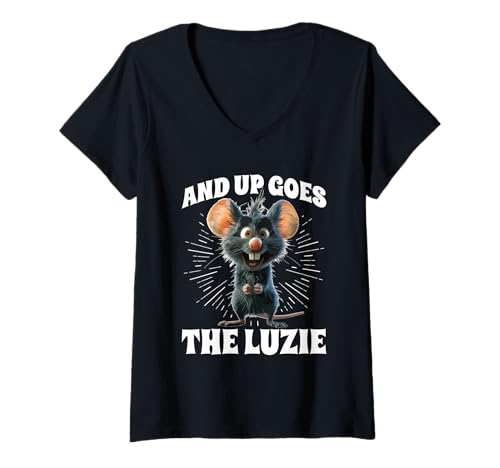 Damen And Up Goes The Luzie Ratte Party Tanzen Feiern Spruch T-Shirt mit V-Ausschnitt Damen And Up Goes The Luzie Ratte Party Tanzen Feiern Spruch T-Shirt mit V-Ausschnitt von Witzige Party Sprüche Kleidung