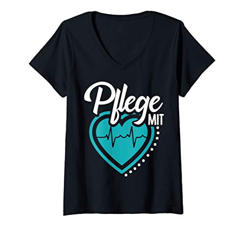 Damen Pflege mit Herz | Altenpflegerin Pflegerin Pflegekraft süß T-Shirt mit V-Ausschnitt Damen Pflege mit Herz | Altenpflegerin Pflegerin Pflegekraft süß T-Shirt mit V-Ausschnitt von Witzige Pflegerin Altenpflegerin Pflegekraft