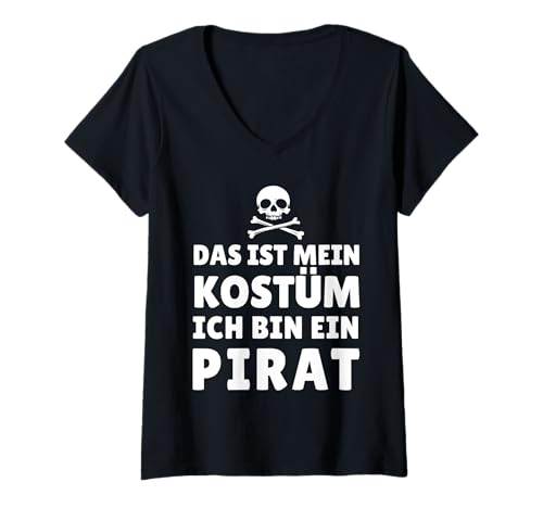 Damen Lustiges Piraten Kostüm Fasching Karneval Halloween Pirat T-Shirt mit V-Ausschnitt Damen Lustiges Piraten Kostüm Fasching Karneval Halloween Pirat T-Shirt mit V-Ausschnitt von Witzige Piraten Verkleidung Herren Damen Kinder