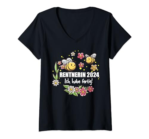 Damen Ruhestand Pension Rente Lustiges Rentnerin 2024 Biene T-Shirt mit V-Ausschnitt Damen Ruhestand Pension Rente Lustiges Rentnerin 2024 Biene T-Shirt mit V-Ausschnitt von Witzige Rente Geschenke von Lifua