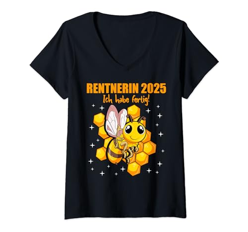 Damen Ruhestand Pension Rente Lustiges Rentnerin 2025 Biene T-Shirt mit V-Ausschnitt Damen Ruhestand Pension Rente Lustiges Rentnerin 2025 Biene T-Shirt mit V-Ausschnitt von Witzige Rente Geschenke von Lifua
