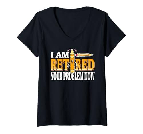 Damen Ich Bin Im Ruhestand Jetzt Bist Du Das Problem T-Shirt mit V-Ausschnitt Damen Ich Bin Im Ruhestand Jetzt Bist Du Das Problem T-Shirt mit V-Ausschnitt von Witzige Rente Sprüche Für Kollegen