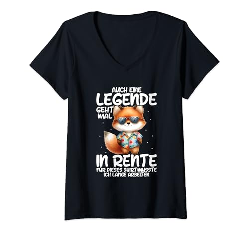 Damen Auch Eine Legende Geht Mal In Rente Fuchs Rentner Chillen T-Shirt mit V-Ausschnitt Damen Auch Eine Legende Geht Mal In Rente Fuchs Rentner Chillen T-Shirt mit V-Ausschnitt von Witzige Renten Sprüche Kleidung