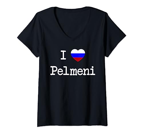 Damen Russland I Love Pelmeni Lustiges Russen Geschenk Russia T-Shirt mit V-Ausschnitt Damen Russland I Love Pelmeni Lustiges Russen Geschenk Russia T-Shirt mit V-Ausschnitt von Witzige Russische Geschenkideen