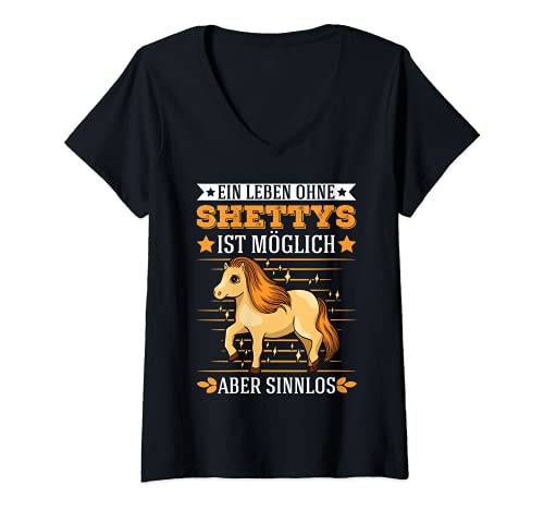 Damen Ein Leben ohne Shettys ist möglich Aber sinnlos Shetty T-Shirt mit V-Ausschnitt Damen Ein Leben ohne Shettys ist möglich Aber sinnlos Shetty T-Shirt mit V-Ausschnitt von Witzige Shetland Pony Shetty Sprüche