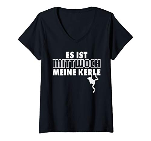 Damen Es ist Mittwoch meine Kerle. Frosch Meme Geschenk Fun Spruch T-Shirt mit V-Ausschnitt Damen Es ist Mittwoch meine Kerle. Frosch Meme Geschenk Fun Spruch T-Shirt mit V-Ausschnitt von Witzige Spass Sprüche Shirts für Meme Fans