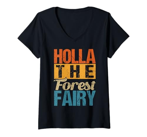 Damen Lustiger Holla The Forest Fairy Denglish Humor T-Shirt mit V-Ausschnitt Damen Lustiger Holla The Forest Fairy Denglish Humor T-Shirt mit V-Ausschnitt von Witzige Spruch Denglisch Geschenke