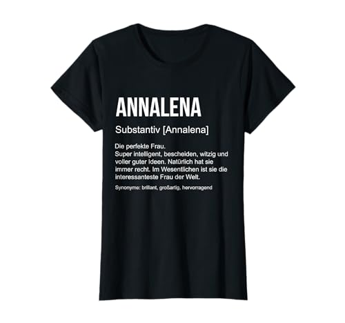 Witzige Sprüche Geschenk Humor Name Annalena T-Shirt Damen Schwarz S Klassisch Kurzarm mit Spreizkragen Buchstabenmuster Witzige Sprüche Geschenk Humor Name Annalena T-Shirt Damen Schwarz S Klassisch Kurzarm mit Spreizkragen Buchstabenmuster von Witzige Sprüche Geschenk Humor Name Annalena