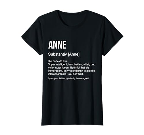Witzige Sprüche Geschenk Humor Name Anne T-Shirt Damen Schwarz S Classic Short Sleeve T-Shirt Crew-Ausschnitt Halbarm S Witzige Sprüche Geschenk Humor Name Anne T-Shirt Damen Schwarz S Classic Short Sleeve T-Shirt Crew-Ausschnitt Halbarm S von Witzige Sprüche Geschenk Humor Name Anne