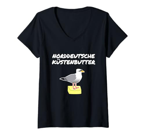 Damen Norddeutsche Küstenbutter T-Shirt mit V-Ausschnitt Damen Norddeutsche Küstenbutter T-Shirt mit V-Ausschnitt von Witzige Sprüche Geschenke Damen Herren Kinder