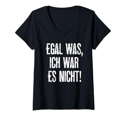 Damen Egal Was Ich Wars Nicht Keine Schuld Nö Nein Ne Lustiges Fun T-Shirt mit V-Ausschnitt Damen Egal Was Ich Wars Nicht Keine Schuld Nö Nein Ne Lustiges Fun T-Shirt mit V-Ausschnitt von Witzige Überraschung Schuldlos Unschuldig Nee Deko