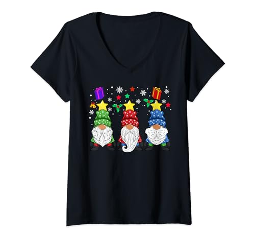 Damen Weihnachten Gartenzwerg Weihnachts Wichtel oder Gnom T-Shirt mit V-Ausschnitt Damen Weihnachten Gartenzwerg Weihnachts Wichtel oder Gnom T-Shirt mit V-Ausschnitt von Witzige Weihnachtsmotive von Lifua