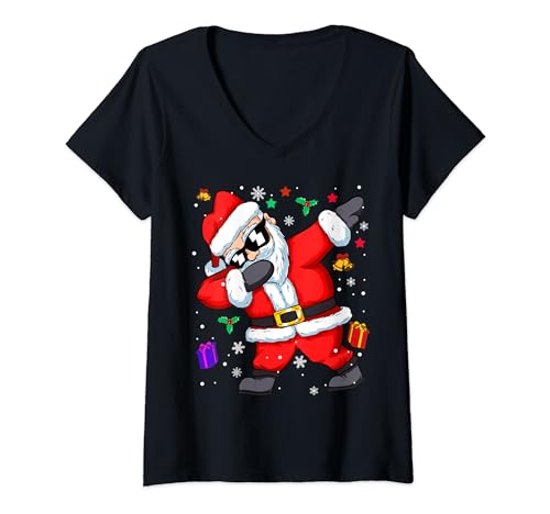 Damen Lustiges Weihnachten Dabbing Weihnachtsmann Nikolaus T-Shirt mit V-Ausschnitt Damen Lustiges Weihnachten Dabbing Weihnachtsmann Nikolaus T-Shirt mit V-Ausschnitt von Witzige Weihnachtsmotive von Lifua