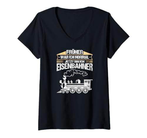 Damen Eisenbahner Lustiges Lokführer Zug T-Shirt mit V-Ausschnitt Damen Eisenbahner Lustiges Lokführer Zug T-Shirt mit V-Ausschnitt von Witzige Zugführer Modelleisenbahn Sprüche