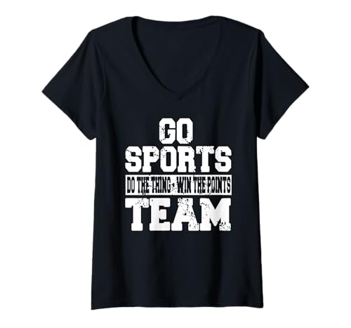 Damen Sport Anfeuern Ironisch Mannschaft Witz Quote T-Shirt mit V-Ausschnitt Damen Sport Anfeuern Ironisch Mannschaft Witz Quote T-Shirt mit V-Ausschnitt von Witzige Zuschauer Sprüche Für Sportmuffel