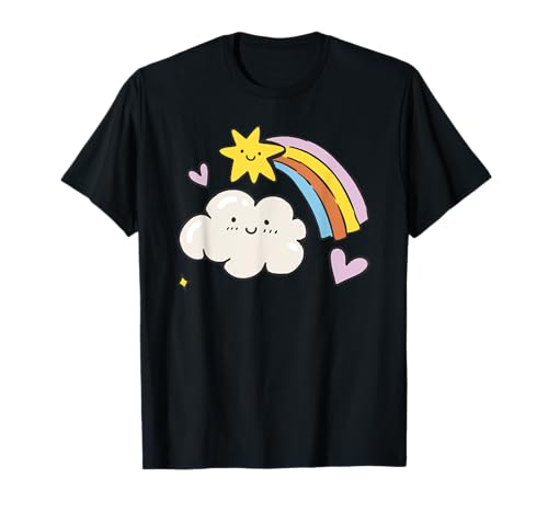 Witzige lustige Comic, Manga Bäume Blätter Designs Regenbogen Stern mit Wolke Comic für Herren Damen Kinder T-Shirt von Witzige lustige Comic, Manga Bäume Blätter Designs