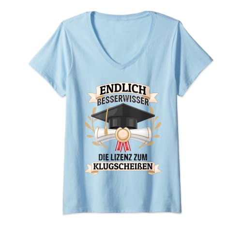 Damen Bachelor Abschluss Geschenk Spruch Prüfung Bestanden Uni Gra T-Shirt mit V-Ausschnitt von Witzige und Lustige Sprüche