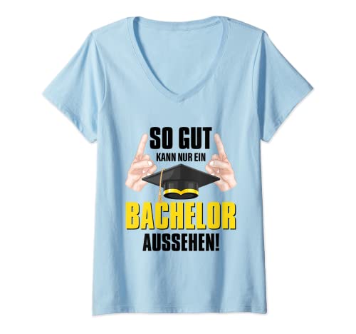 Damen Bachelor Abschluss Geschenk Spruch Prüfung Bestanden Uni Gra T-Shirt mit V-Ausschnitt von Witzige und Lustige Sprüche