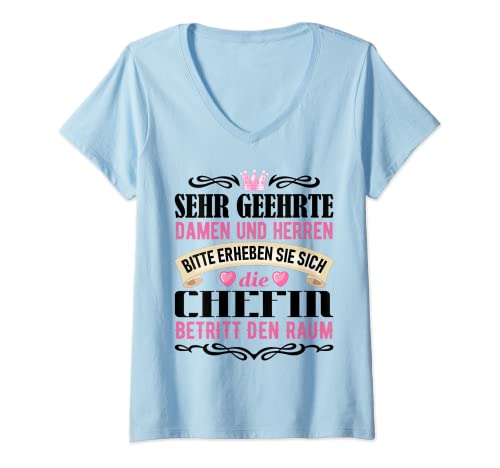 Damen Chefin Spruch Geschenk Von Team Beste Chefin Geschenkidee Lu T-Shirt mit V-Ausschnitt von Witzige und Lustige Sprüche
