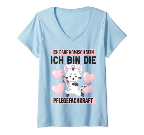 Damen Ich Darf Komisch Sein Ich Bin Die Pflegefachkraft Spruch MFA T-Shirt mit V-Ausschnitt von Witzige und Lustige Sprüche