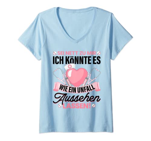 Damen Krankenschwester Spruch Geschenk Propofol Spritze Geschenk K T-Shirt mit V-Ausschnitt von Witzige und Lustige Sprüche